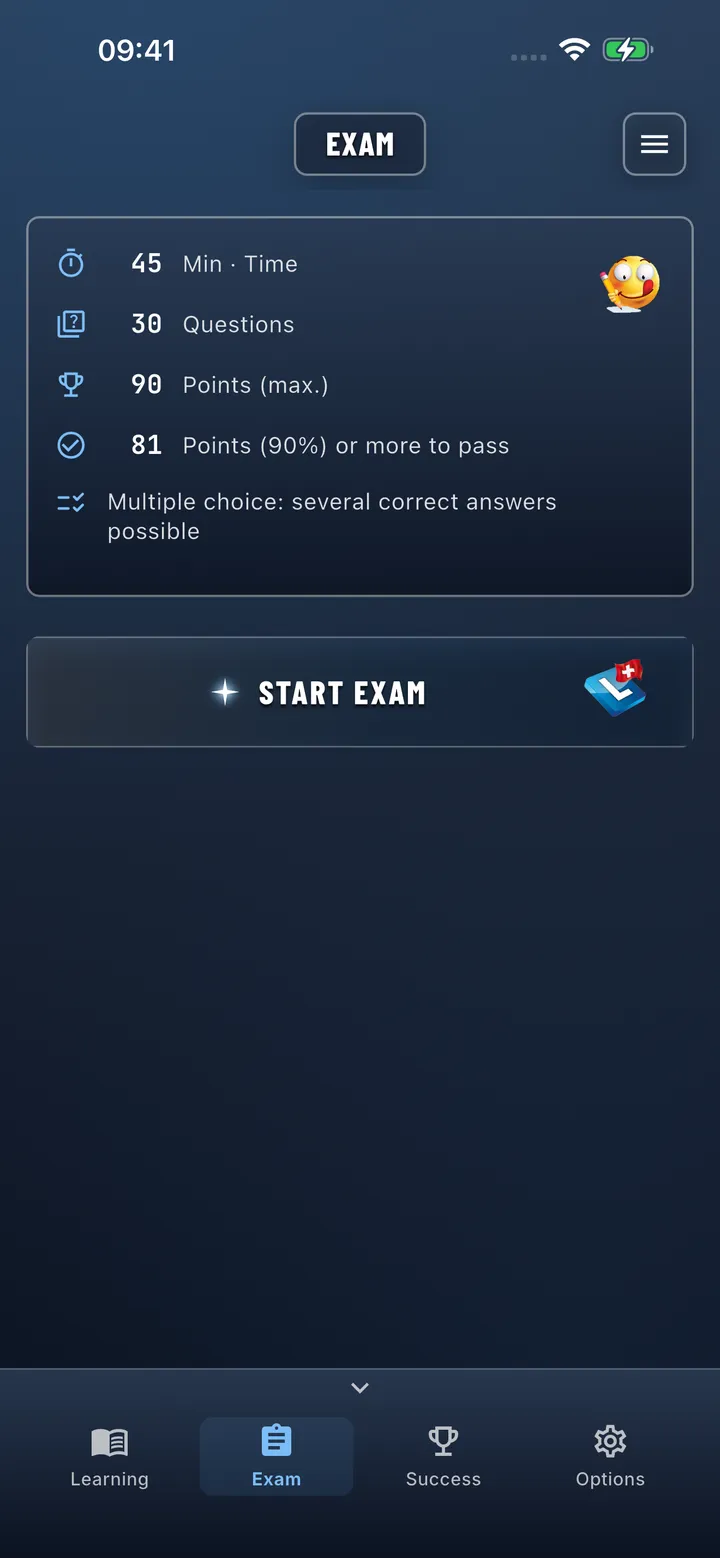 Moped Theory App – exam simulation in test mode