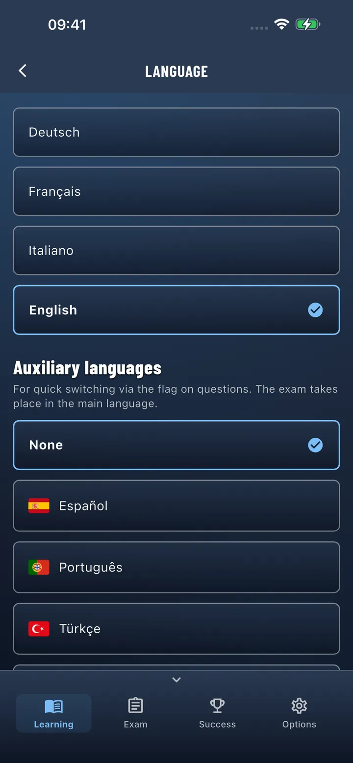 Moped Theory App – languages and additional languages in the app