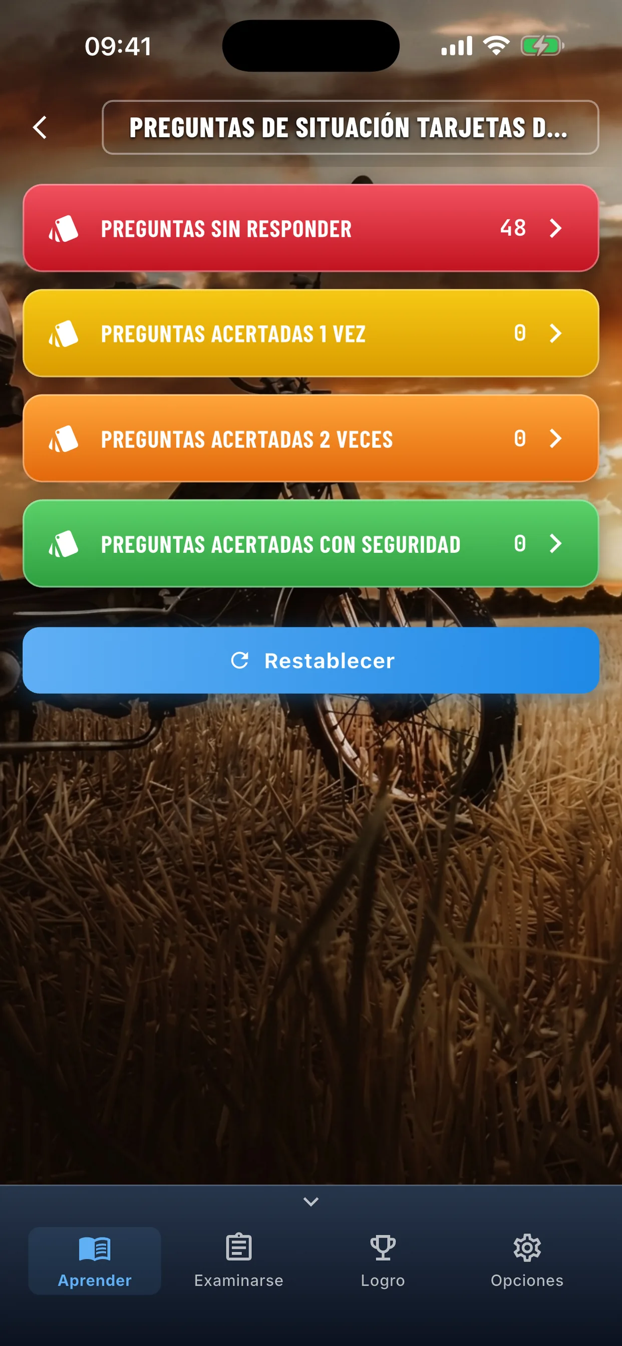 App de teoría del ciclomotor – tarjetas de memoria para repasar