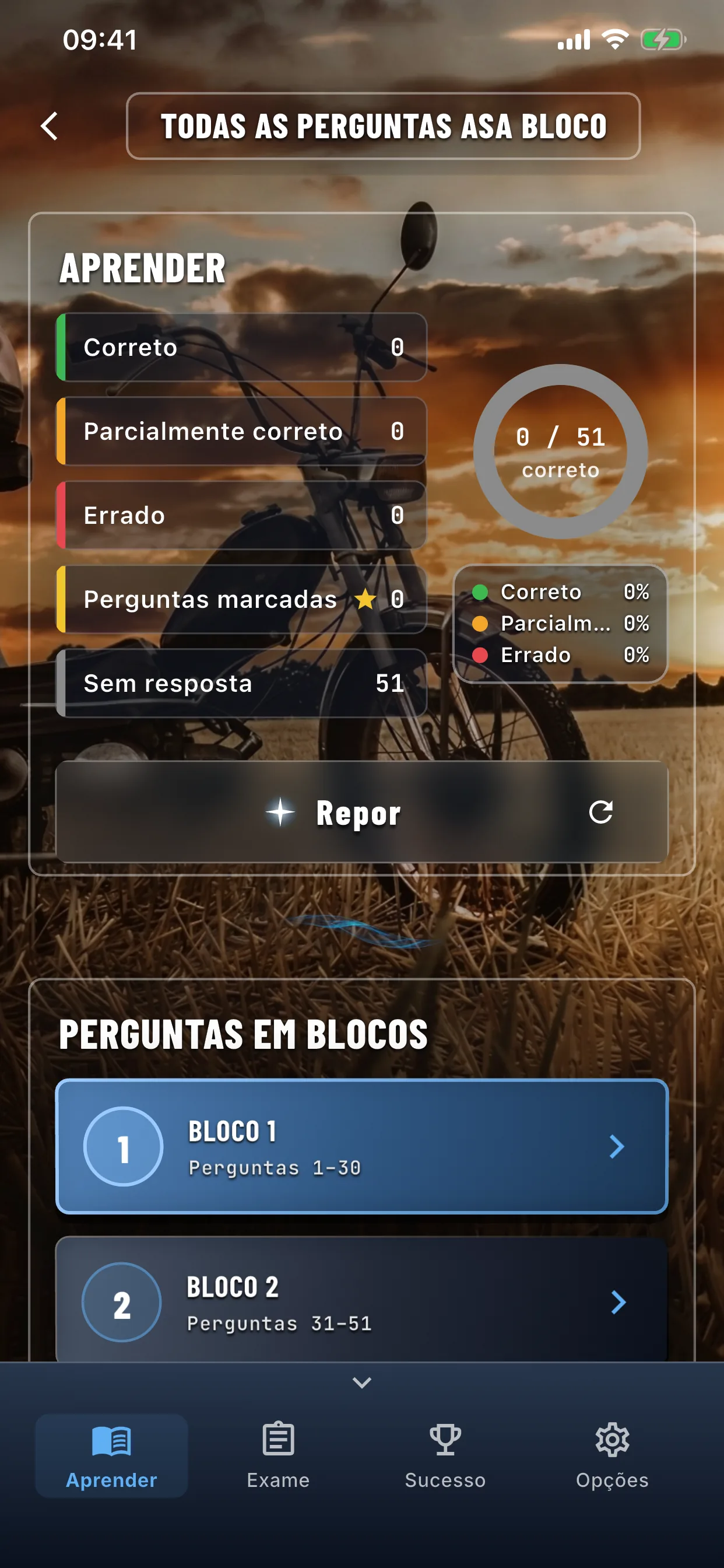 App de teoria do ciclomotor – aprendizagem por blocos