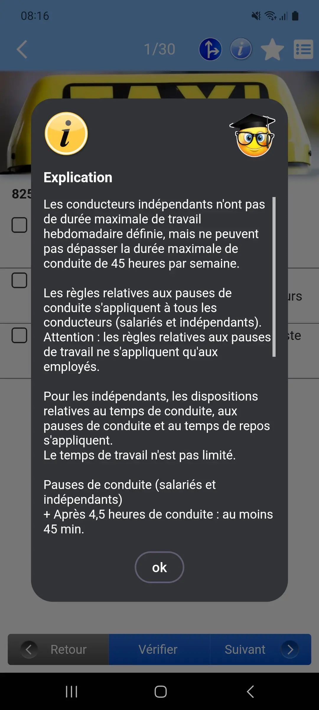 Appli théorie taxi – explication détaillée de la question