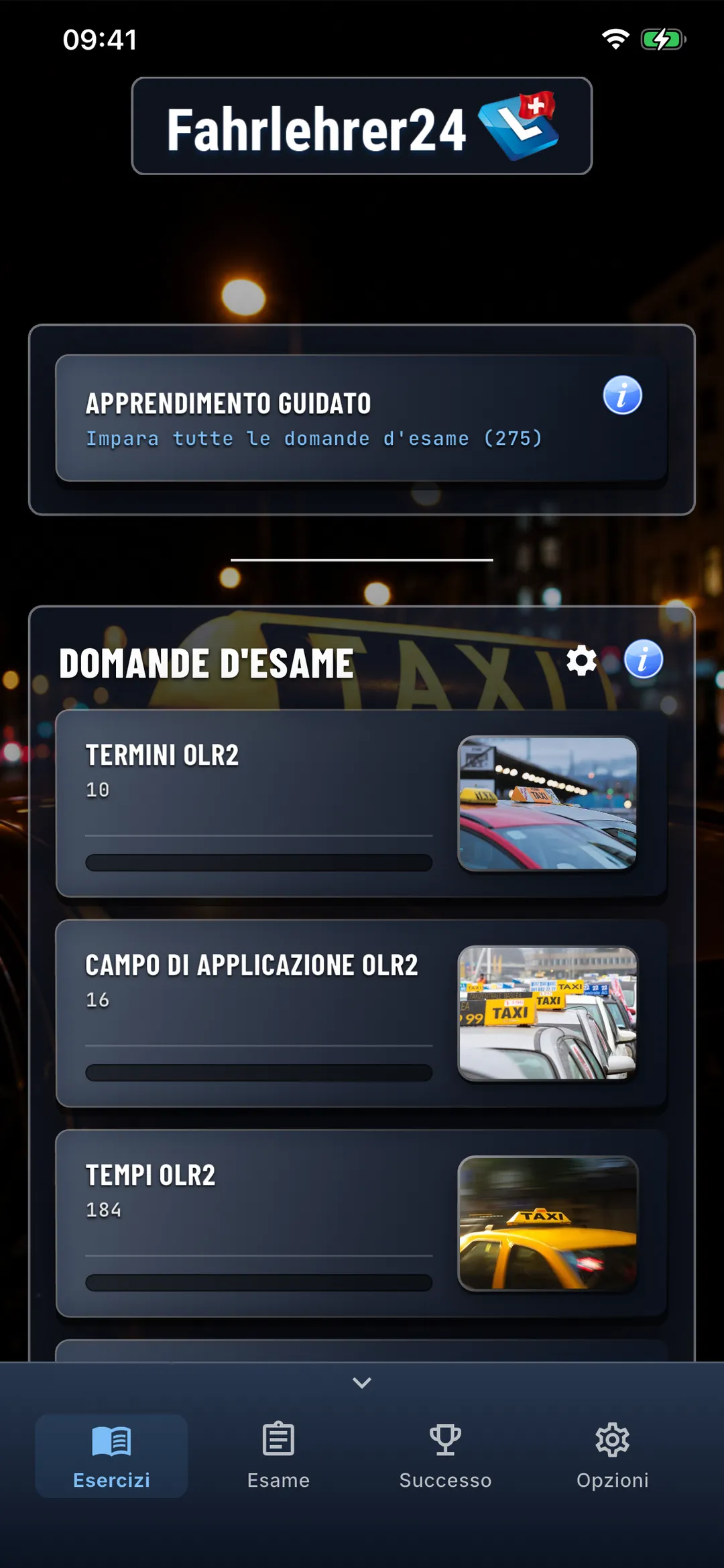 App teoria taxi – apprendimento individuale in modalità studio