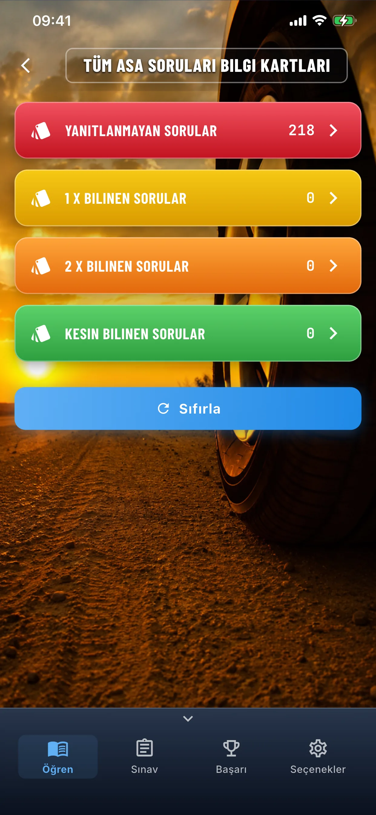 Oto teori uygulaması – tekrar için hafıza kartları