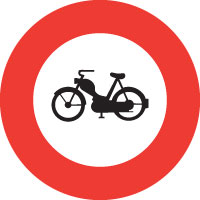 Verbot für Motorfahrräder – Vorschriftssignale Schweiz Signal 2.06