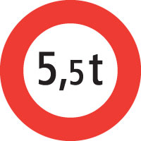 Massa massima – Segnali prescrittivi Svizzera Segnale 2.16