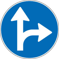 Geradeaus oder Rechtsabbiegen